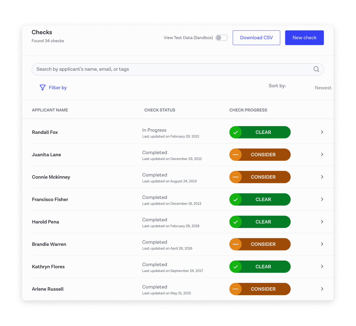 ID records for data verification screen shot