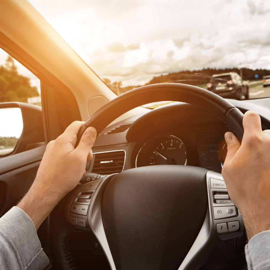 steering wheel driving on freeway