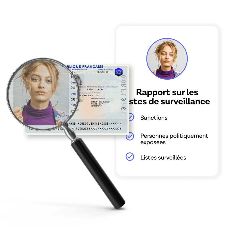 Un document d'identité en cours d'examen et de vérification croisée pour les PPE et les sanctions.