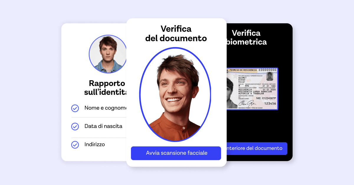 Un'utente che verifica contemporaneamente le informazioni anagrafiche, il documento e i dati biometrici.